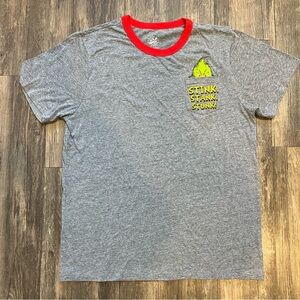 The Grinch Gray T- Shirt Stink Stank Stunk Pocket Christmas Holiday Cotton M